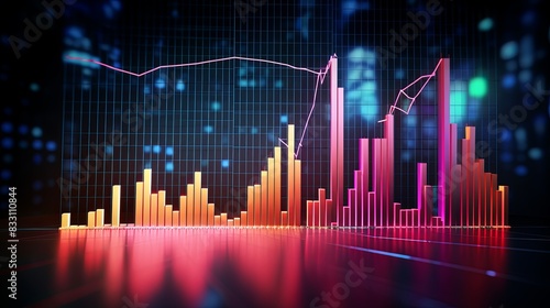 Advancing Business Growth in India: 3D Graph Charts on Indian Map - Stock Illustration
