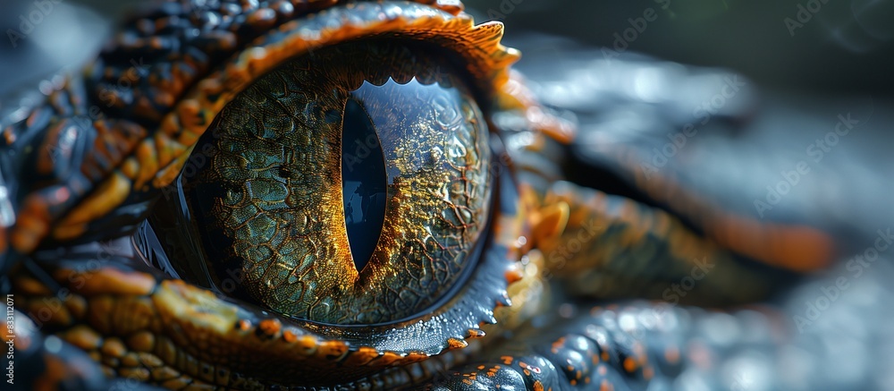 Extreme close-up of a beautiful and impressive crocodile eye. Extreme close-up of a beautiful and impressive crocodile eye.