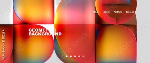 Geometric abstract glassmorphism with circles and squares. Vector Illustration For Wallpaper, Banner, Background, Card, Book Illustration, landing page