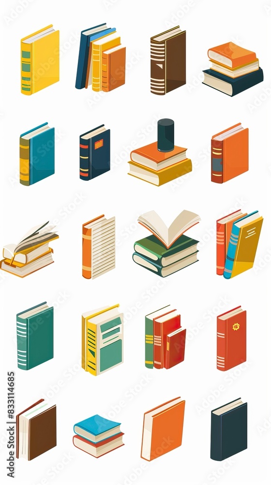Book icons set, logo isolated on white background, vector illustration