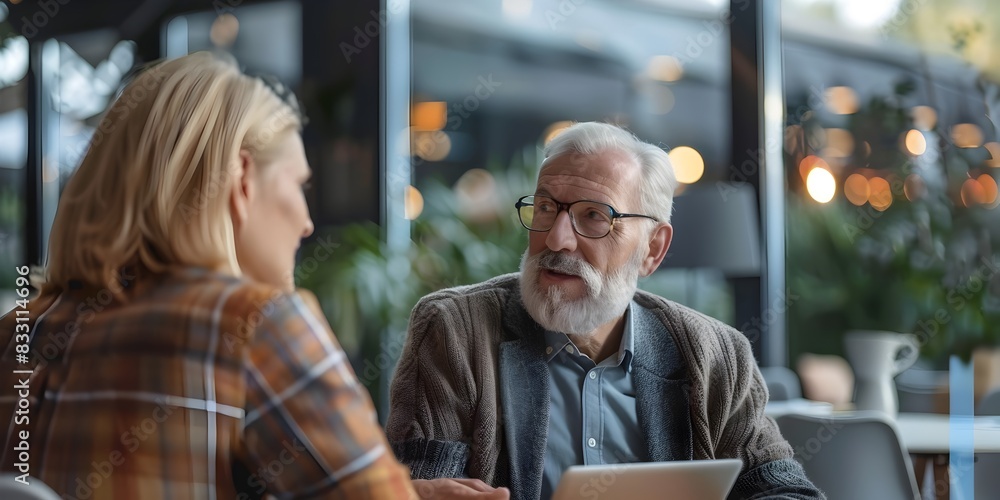 Fototapeta premium Senior Couple Consulting with Financial Advisor on Estate Planning