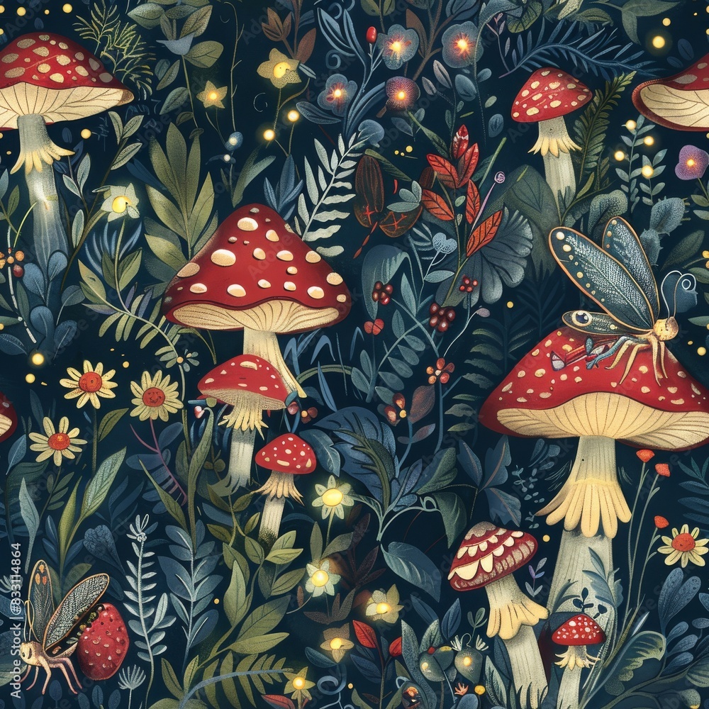seamless pattern of secret forest fairy folk seamless pattern of secret forest fairy folk