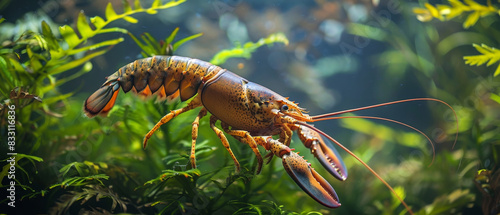 American lobster among aquatic plants photo