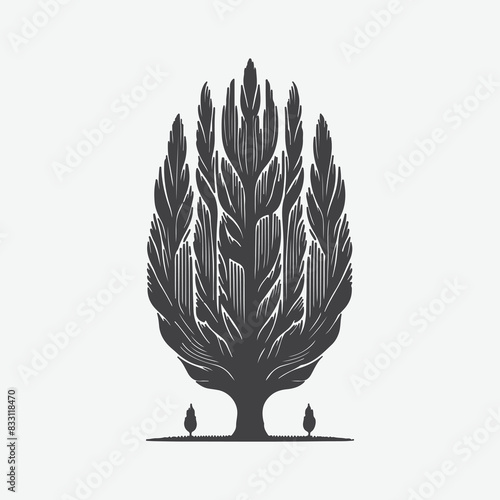 Print Majestic Poplar Tree Silhouette Against the Sky, A Timeless Natural Beauty