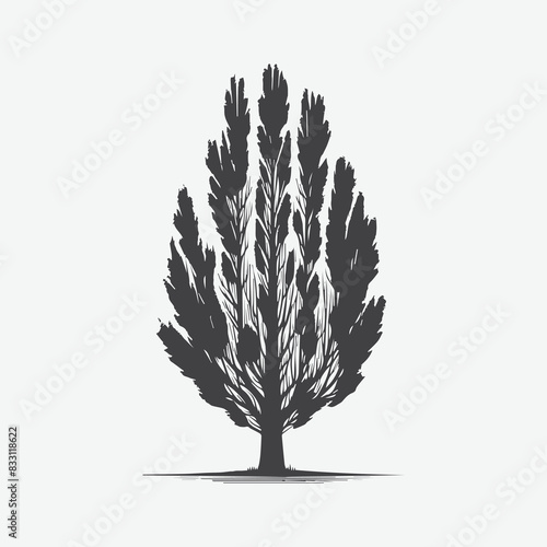 Print Majestic Poplar Tree Silhouette Against the Sky, A Timeless Natural Beauty