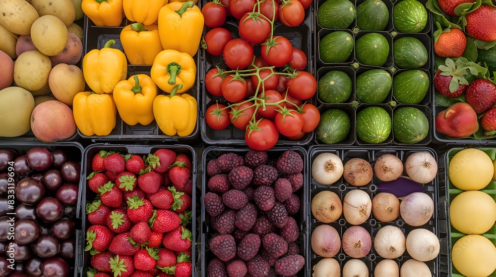 7. A close-up shot of fresh produce arranged neatly, appealing to health-conscious consumers 7. A close-up shot of fresh produce arranged neatly, appealing to health-conscious consumers
