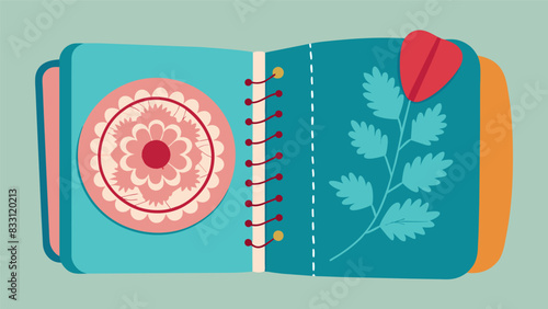 The smoothness of embroidered thread intertwined with delicate lace and sewn onto the pages adding a unique and tactile element to the journaling. Vector illustration