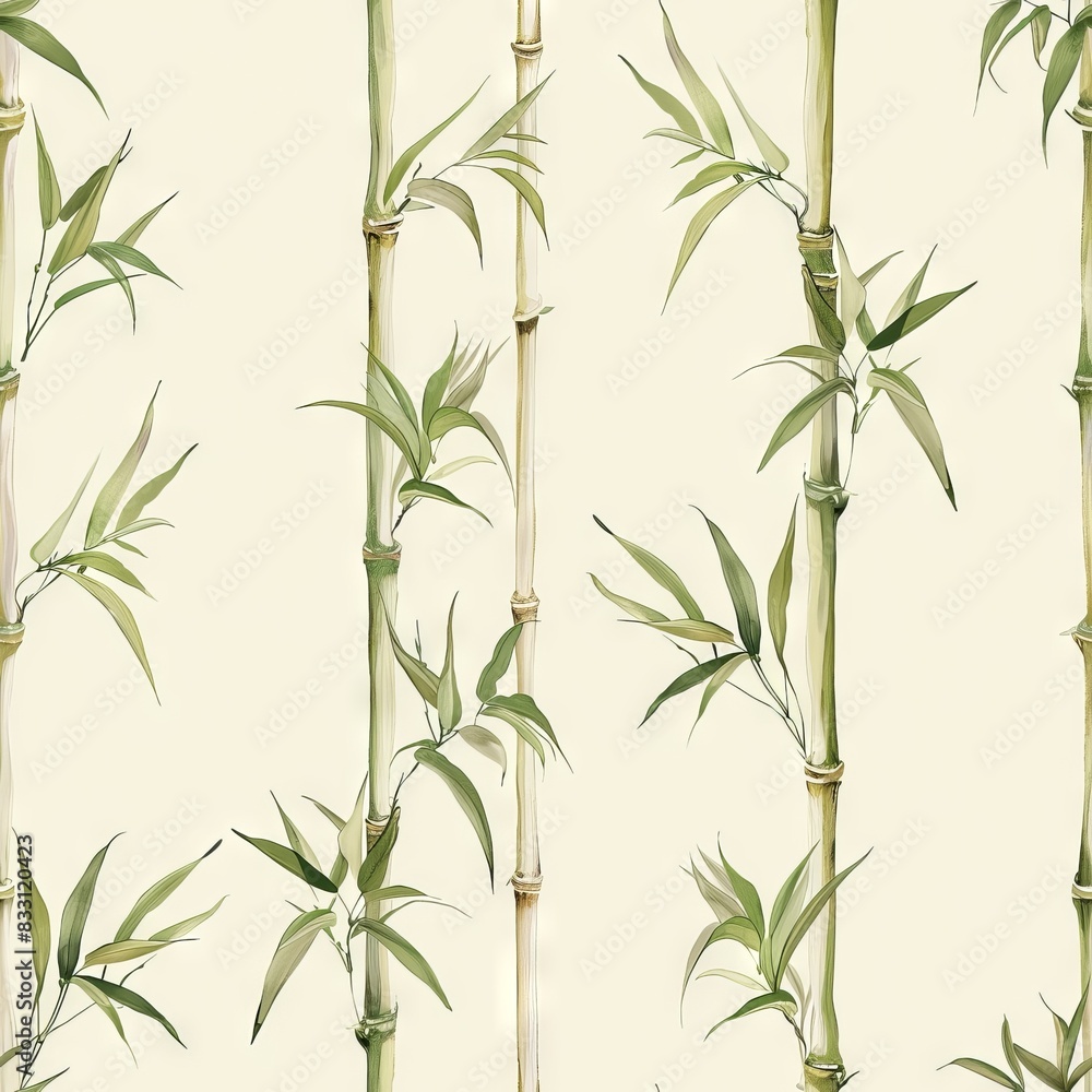 seamless pattern of bamboo stalks and delicate leaves seamless pattern of bamboo stalks and delicate leaves