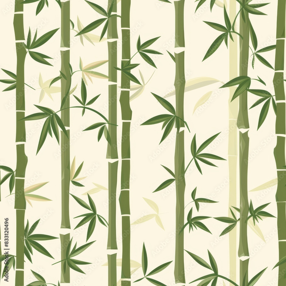 Naklejka premium seamless pattern of bamboo stalks and delicate leaves