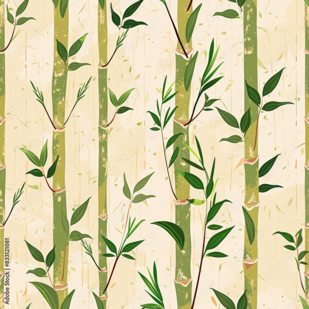 seamless pattern of bamboo stalks and delicate leaves seamless pattern of bamboo stalks and delicate leaves