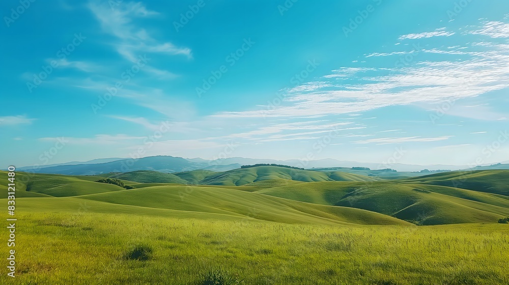 1. A scenic landscape with a clear blue sky and rolling hills, perfect for inspirational quotes