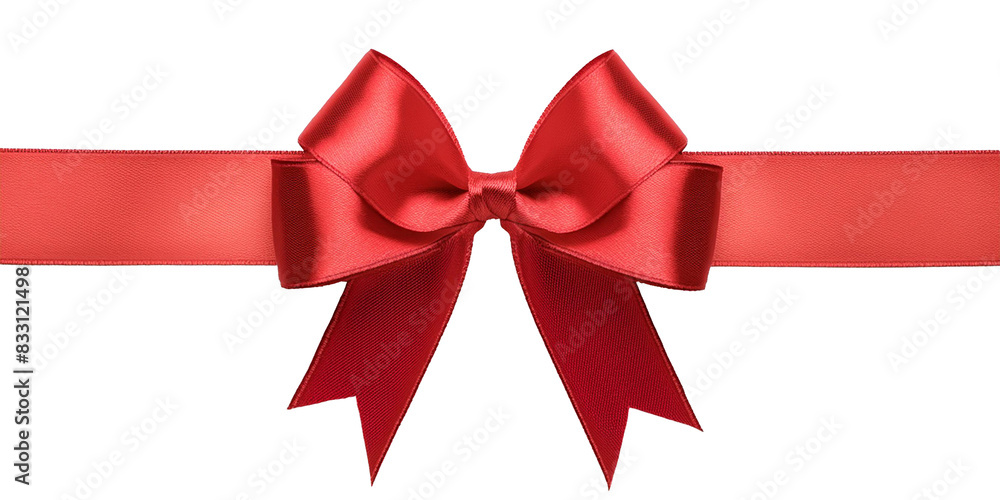 Red Ribbon Bow For Gift Packaging Isolated On Transparent Background Red Ribbon Bow For Gift Packaging Isolated On Transparent Background