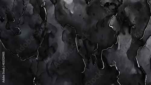 A rich, dark black watercolor background with a glossy finishtexture, background, dark, watercolor, paint, abstract, black, , creating a look of wet ink that has just been applied to a smooth surface. photo