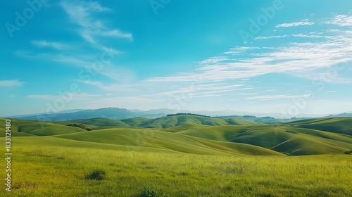 1. A scenic landscape with a clear blue sky and rolling hills  perfect for inspirational quotes