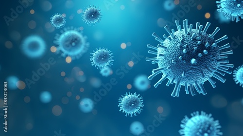 Microscopic Virus and Bacteria on Abstract Background - 3D Rendered Illustration of Pathogens in a Colorful Environment