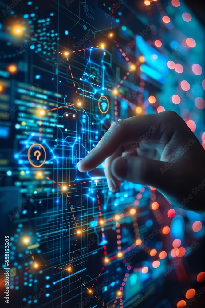 Icon and network infrastructure or data sharing on global dashboard and interface Icon and network infrastructure or data sharing on global dashboard and interface