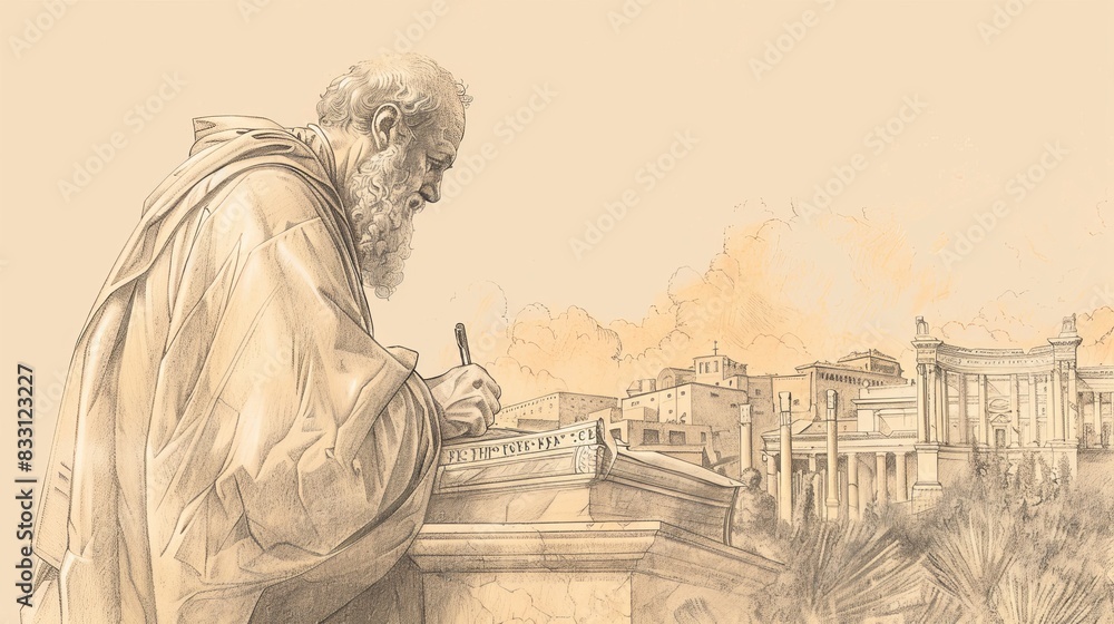 Writing In Ancient Rome St. Gregory the Great Writing in Ancient Rome, Biblical Illustration ...