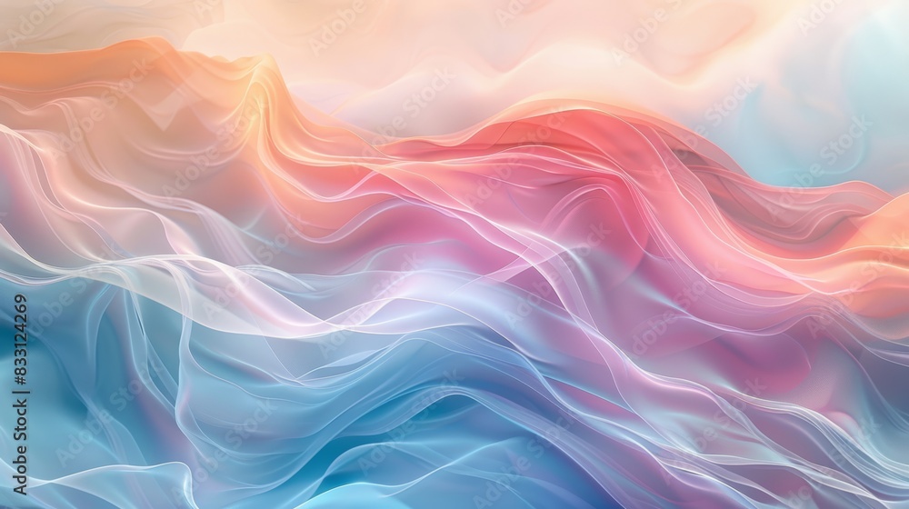 An abstract background featuring interlocking wave patterns in soft pastel colors, creating a harmonious and calming design. An abstract background featuring interlocking wave patterns in soft pastel colors, creating a harmonious and calming design.