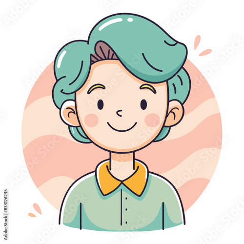 Minimalist person with a happy expression, crafted in an adorable doodle style, Generative AI