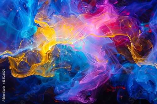 Ethereal tendrils of neon paint execute a cosmic ballet.
