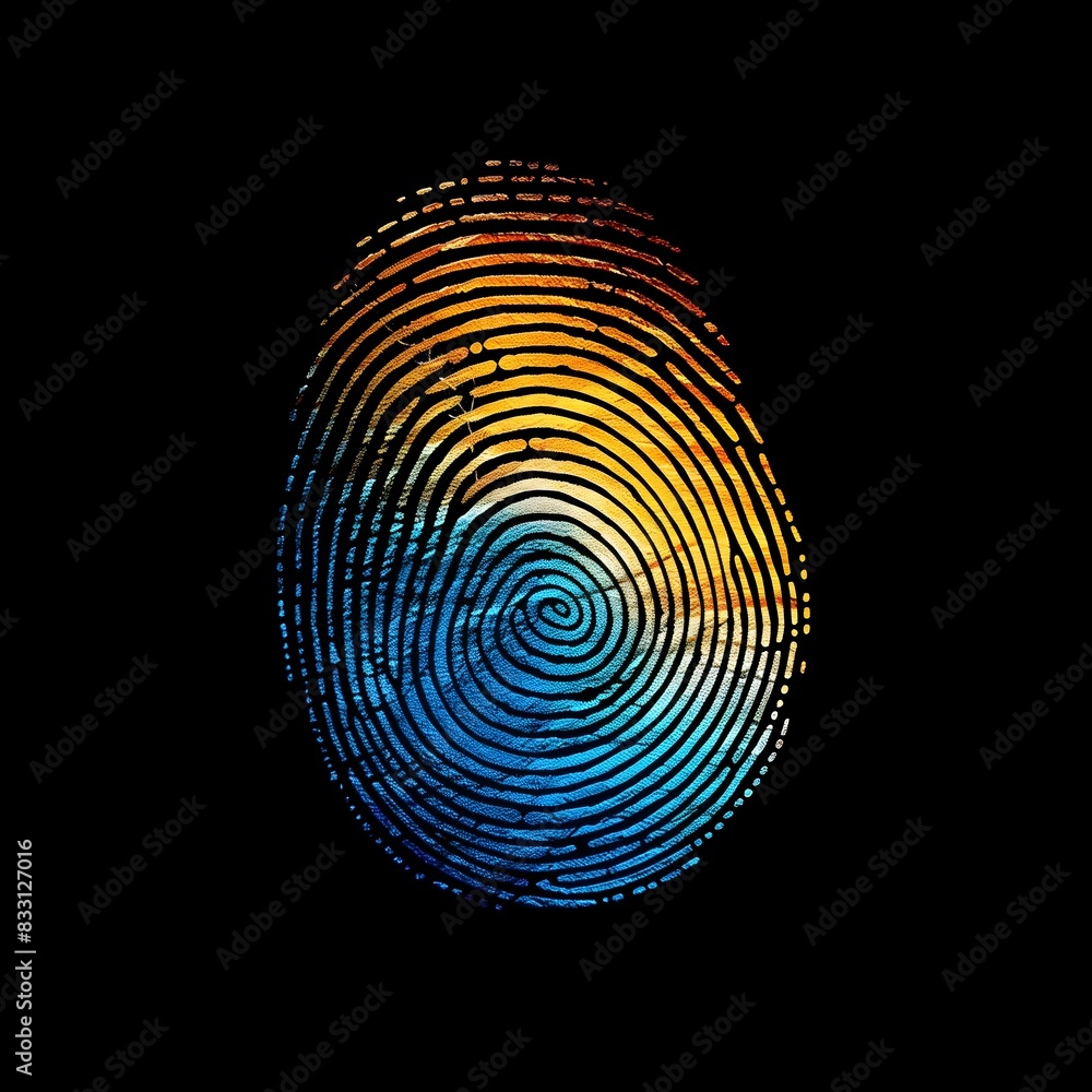 Colorful Fingerprint on Black Background Colorful Fingerprint on Black Background