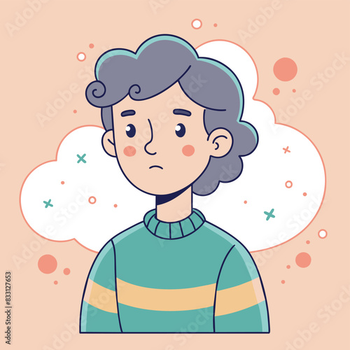 Minimalist person with a thoughtful expression, crafted in an adorable doodle style, Generative AI