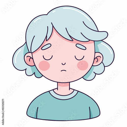 Minimalist person with a sleepy expression, crafted in an adorable doodle style, Generative AI