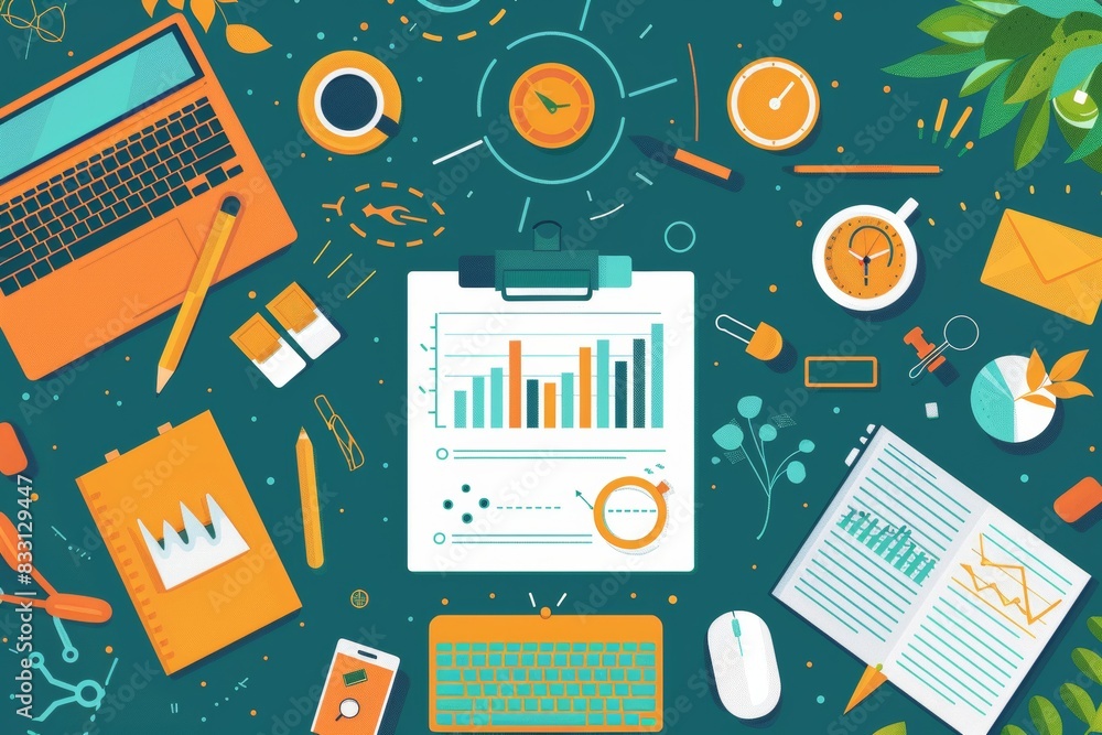 © Paniti - Modern startup business success flat design top view innovative strategies cartoon drawing