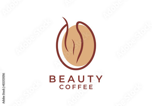 coffee bean with woman logo design vector