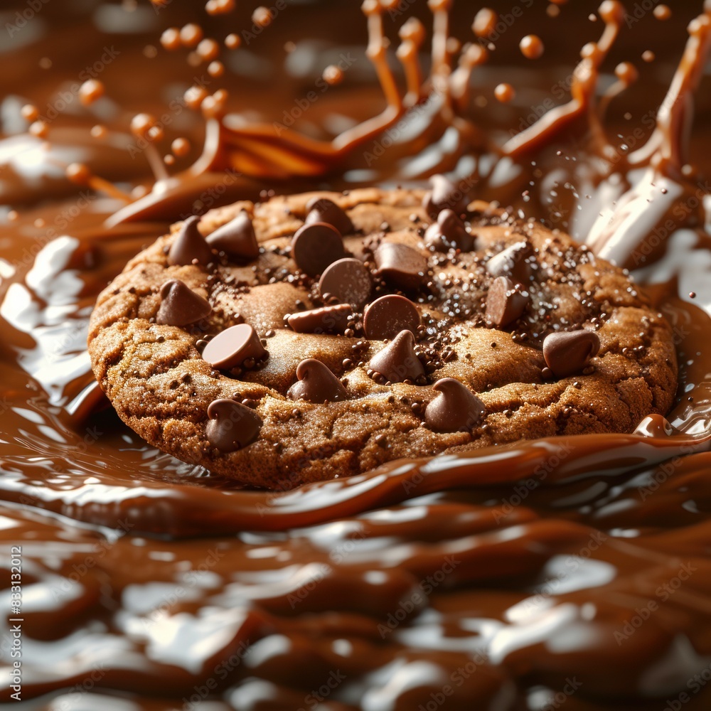 Photo of a cookies with chocolate splash Photo of a cookies with chocolate splash