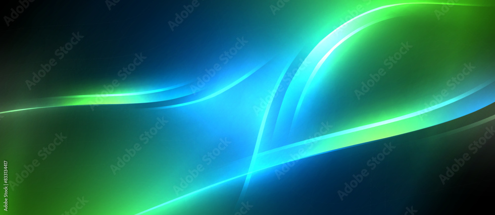 Neon glowing circle rays, light round lines in the dark, planet style neon wave lines. Energetic electric concept design for wallpaper, banner, background Neon glowing circle rays, light round lines in the dark, planet style neon wave lines. Energetic electric concept design for wallpaper, banner, background