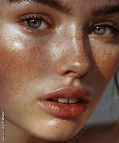 Beauty portrait of female face with natural clean skin