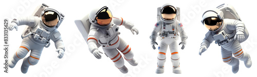 3D floating astronaut illustration set