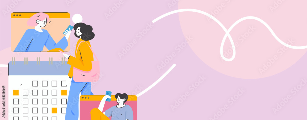 Flat vector illustration of business people operating work scene
Flat vector illustration of business people operating work scene