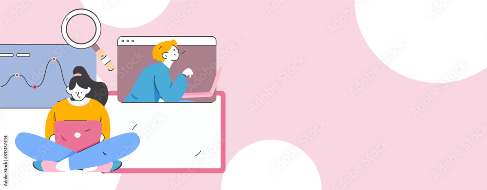 Flat vector illustration of business people operating work scene
Flat vector illustration of business people operating work scene