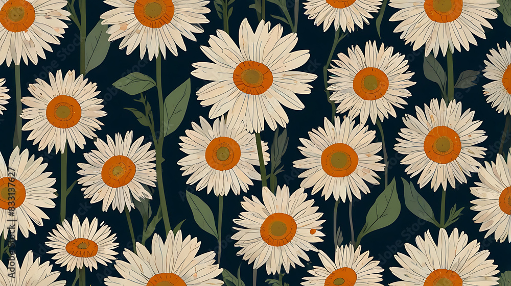 Modern illustration of minimalistic daisies in a seamless pattern. wallpaper kids pattern concept
Modern illustration of minimalistic daisies in a seamless pattern. wallpaper kids pattern concept