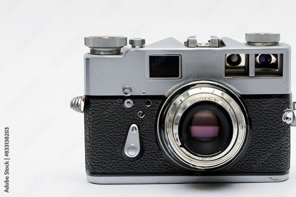 Retro film photo camera isolated on white background Retro film photo camera isolated on white background