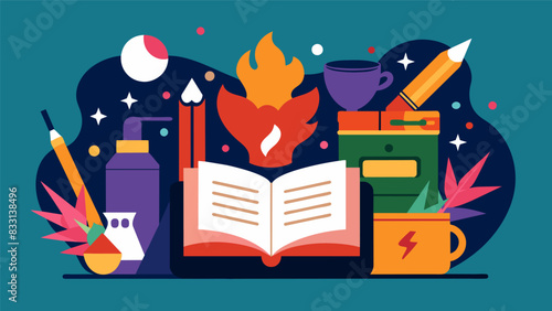 The perfect combination of written word and visual art this literary journal is a feast for the eyes and the mind.. Vector illustration