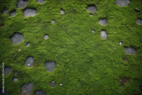 green moss on the stone photo