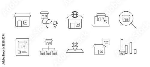 Black outline Franchise Icons set collection. Franchise Line editable icons set. black outline franchise icons set, franchise line icons, editable icons set, franchise symbols, black and white icons, 