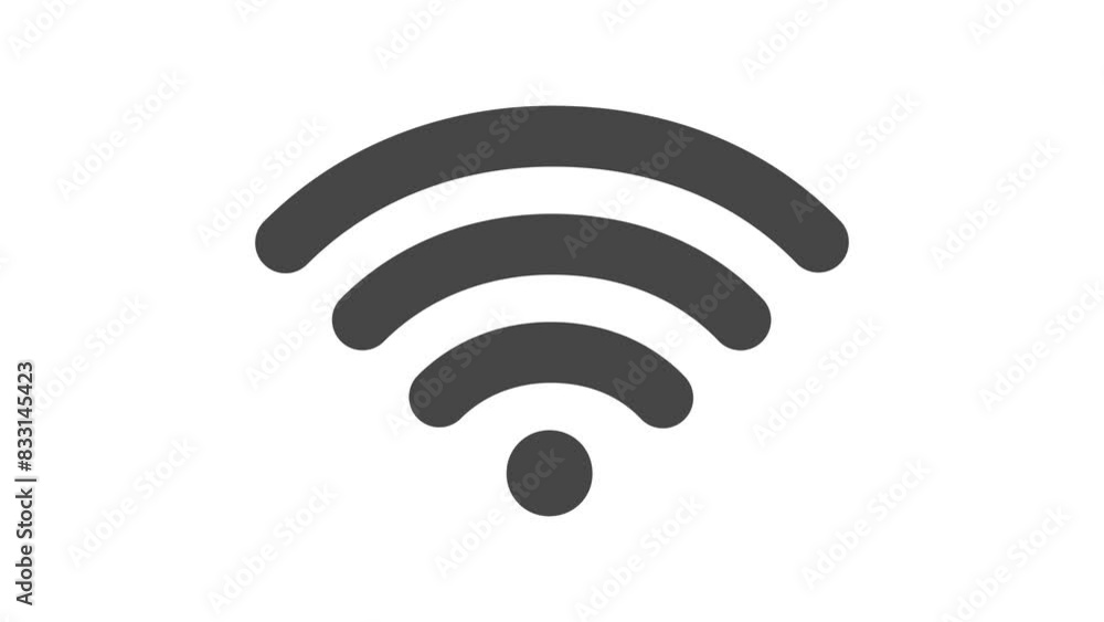 Simple Black Wi-Fi Signals Blinking Animation with Transparent Background, Alpha Channel. 4k Motion Graphics. Simple Black Wi-Fi Signals Blinking Animation with Transparent Background, Alpha Channel. 4k Motion Graphics.