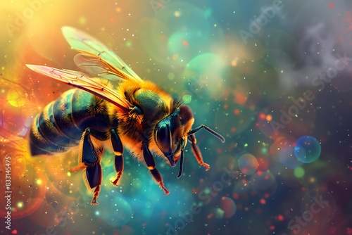 Enchanting Honeybee with Magical Light Effects photo
