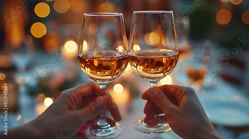 A close-up view of colleagues toasting with vintage wine glasses at a heartfelt retirement farewell party for a senior executive. photo