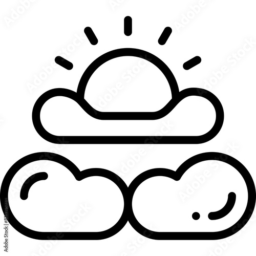 partly cloudy line icon
