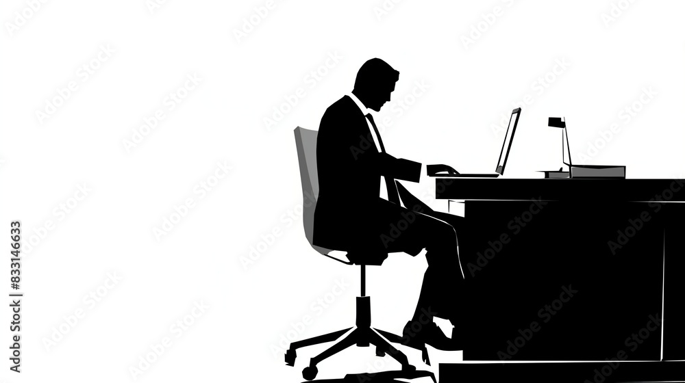 仕事をしているビジネスマンのシルエット16