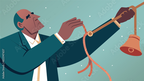 The old weathered hands of the church bell ringer expertly pull the ropes unleashing a melody that has been passed down for generations.. Vector illustration