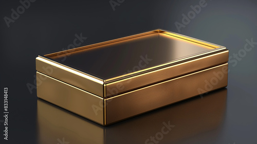 Elegant gold rectangular blank box featuring a luxurious metallic bronze lid.