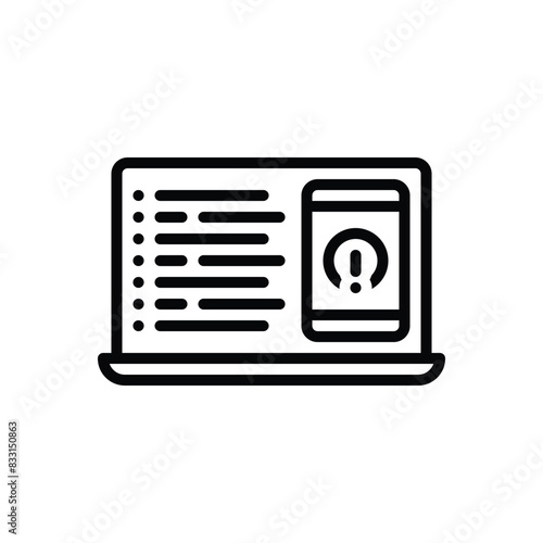 Black line icon for code issue  