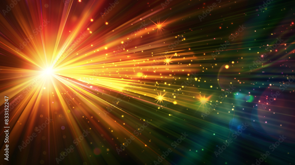 Obraz premium glowing light burst Realistic sun rays. colorful sun ray glow abstract shine light effect starburst sunshine glowing. Special lens flash, light effect. The flash flashes rays and searchlight.