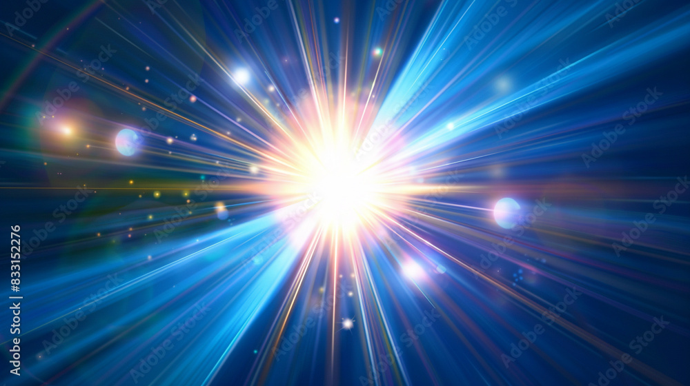 Obraz premium glowing light burst Realistic sun rays. colorful sun ray glow abstract shine light effect starburst sbeam sunshine glowing. Special lens flash, light effect. The flash flashes rays and searchlight.